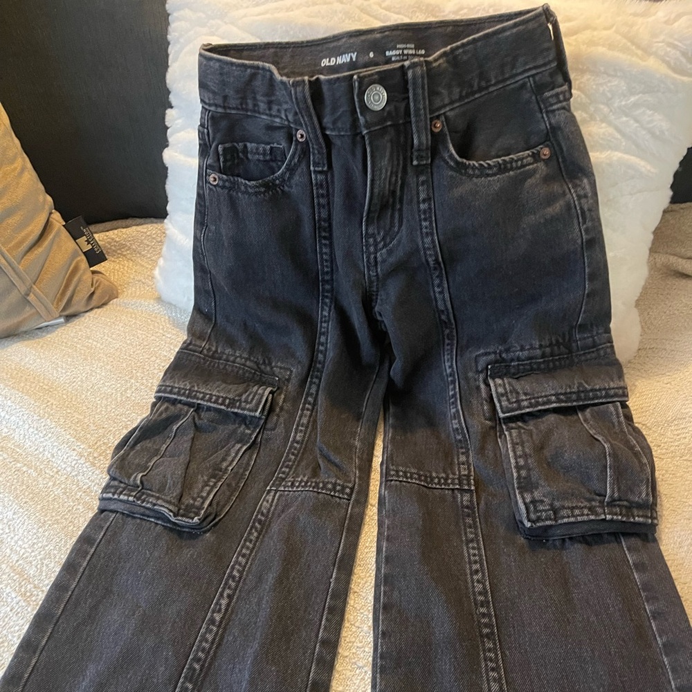 Old Navy Girl’s Black Cargo Jeans - 2 ON Jeans for $30